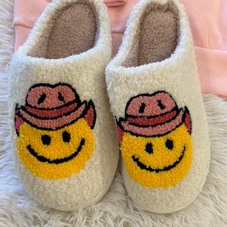 Smiley Face Cowboy Country Western Slippers