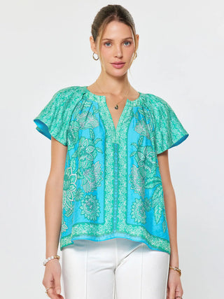 The Martha Floral Paisley Printed Short Sleeve Blouse