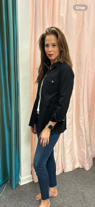 Denim Overshirt with Peplum