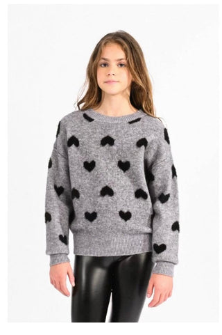 Girls Knitted Heart Sweater