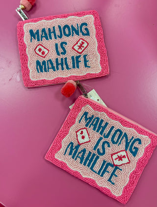 Mahjong is Mahlife Beaded Pouch