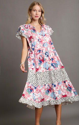 Bashful and Blush Mix Print Dress