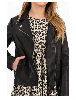 Girls Vegan Leather Moto Jacket