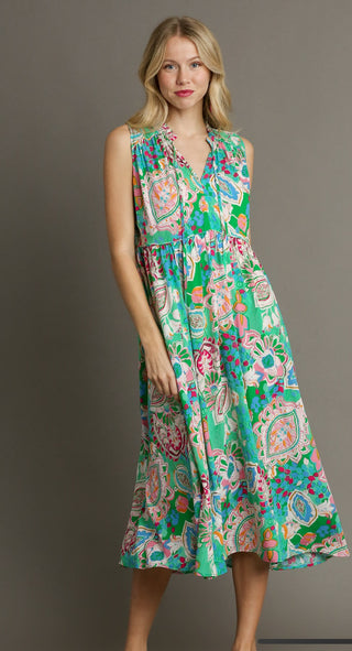 Verda Paisley Print Midi Dress