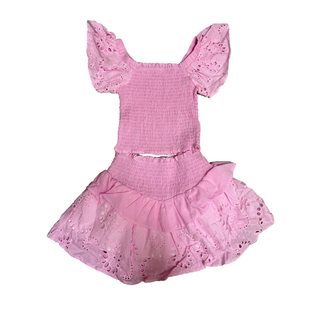 Pink Eyelet Skirt set
