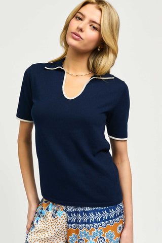 U Neck Polo Style Sweater
