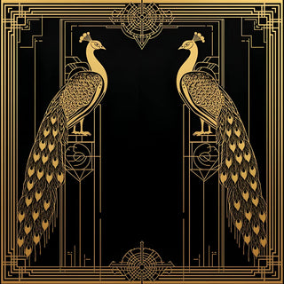 Art Deco Gold Peacocks Mahjong Mat