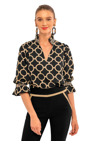 Black Ruffle Neck Top