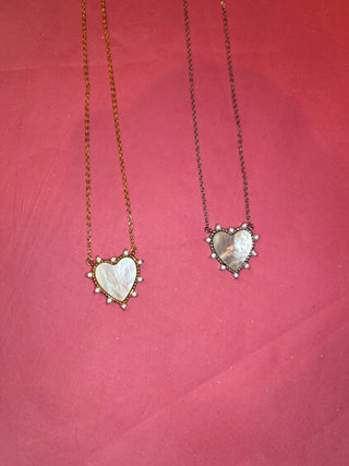Mother of Pearl Heart Necklace  16 inch