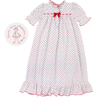 Red Rosebud Short Sleeve Gown