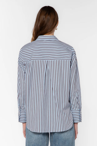 Pemberly Blue Stripe Cotton Poplin Shirt