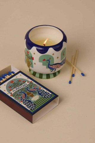 A Dopo 8oz Handpainted "Peacock" Ceramic - Misted Lime