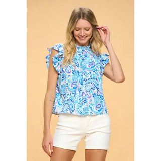 Paisley Print SS Top