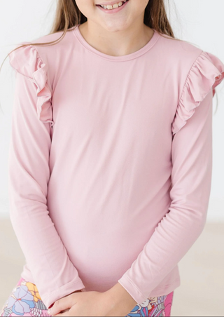 Vintage Pink L/S Ruffle Tee