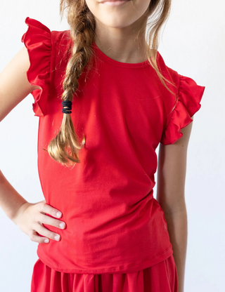 Red S/S Ruffle Tee