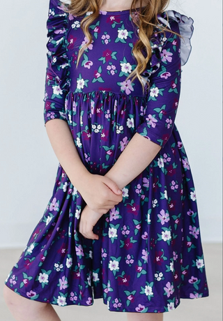 Violets in Bloom Ruffle Twirl Dress