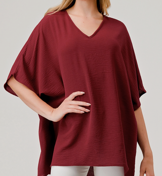 Burgundy Riley Oversized Gameday V-Neck Tunic