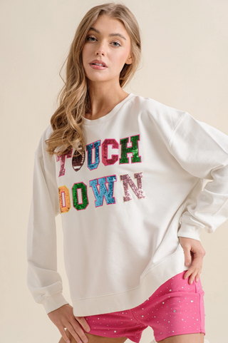 Game Day Patchwork Pullover Sweatshirt