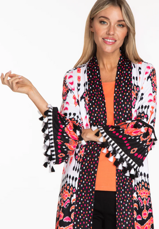 FLOUNCE SLEEVE KNIT JACKET - MULTI