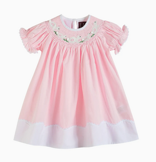 Light Pink Easter Bunny Smocked Bishop Dress