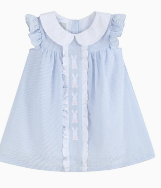 Light Blue Easter Bunny Ruffle Yoke Dress