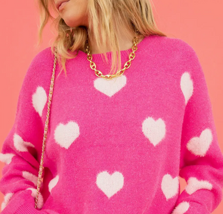 Pink Heart fuzzy Sweater