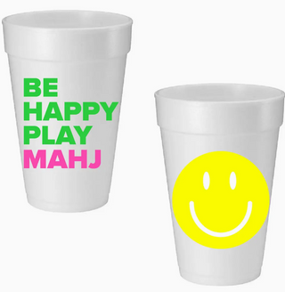 "Be Happy Play Mahj" Foam Cups