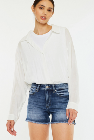 Kan Can Frayed Hem Denim Short