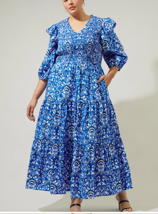 Lulu Floral Brighton Smocked Poplin Maxi Dress