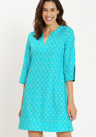 Megan Dress Trellis Trio Aqua