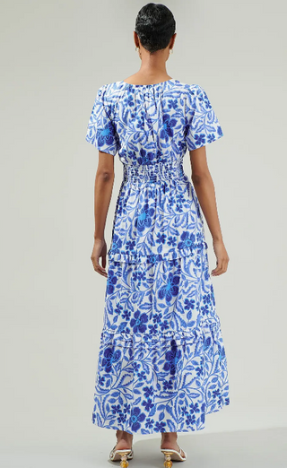 Celeste Floral Palmer Poplin Tiered Maxi Dress
