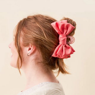 Satin Bow Claw Clip- Rose