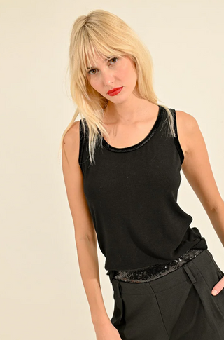 Velvet Trim Tank Top
