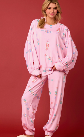 Soft Touch Fleece Nutcracker Prints Jogger Pants