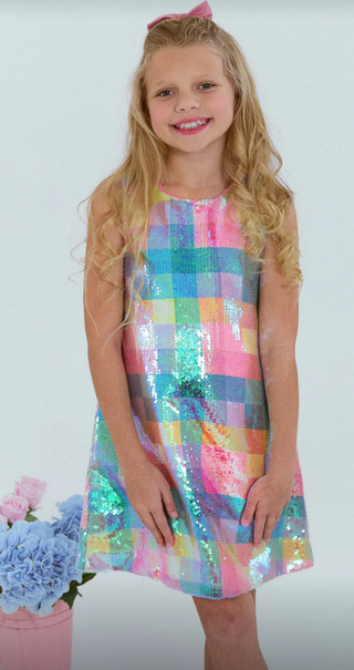 Lola + The Boys Sequin Checked Pastel Tank
