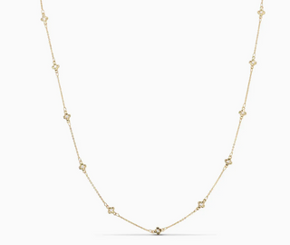 Delicate Cz Accented Quatrefoil Accented Necklace