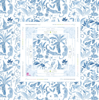 Amazon Blue Instructional Mahjong Tablecloth