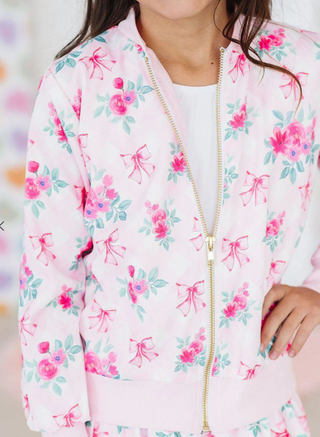 Gingham Bows Satin Jacket