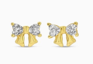 Cz Bow Studs On Velvet Gift Tag