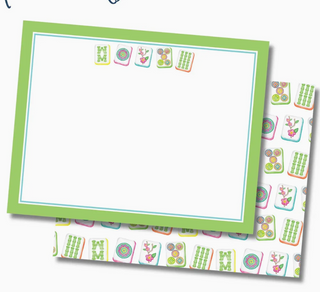 Mahjong Tiles Flat Note Cards | Set of 10 Green