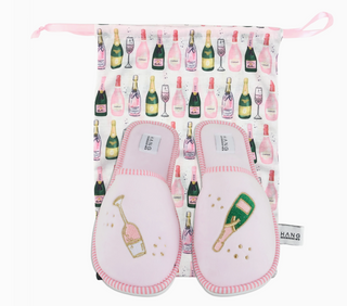 Champagne Foldable Travel Slippers & Pouch Set