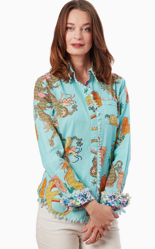 Cape Cod Fringe Details Turquoise Dragon