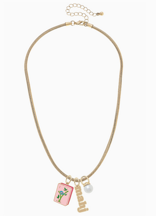 Mahjong Charm Necklace in Shiny Gold