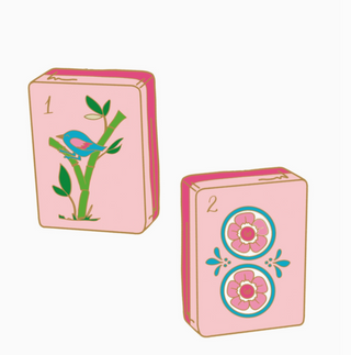 Mahjong Tile Stud Earrings in Light Pink