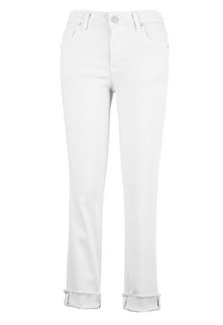 AMY CROP STRAIGHT LEG- ROLL UP FRAY - White