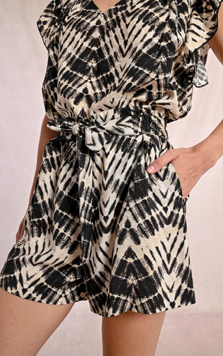 Animal Print Tie Front Short