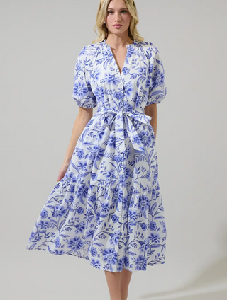 Maeve Floral Wynette Tiered Midi Dress