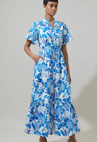 Maci Floral Alna Button Up Midi Dress