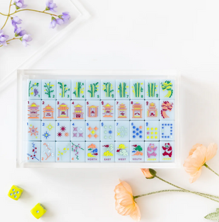East Meets West Mahjong Tile Set  Sky Blue