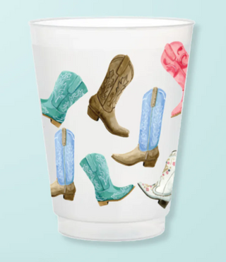 Colorful Cowboy Boots Frosted Cups